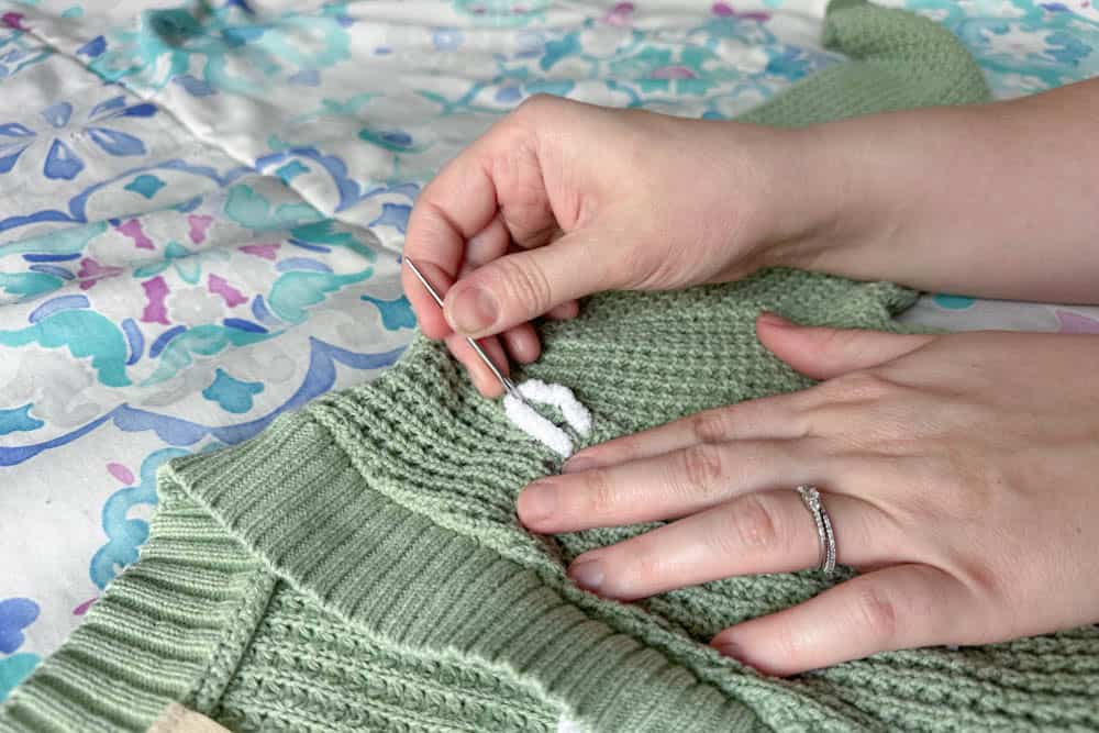 Securing the first petal on the flower