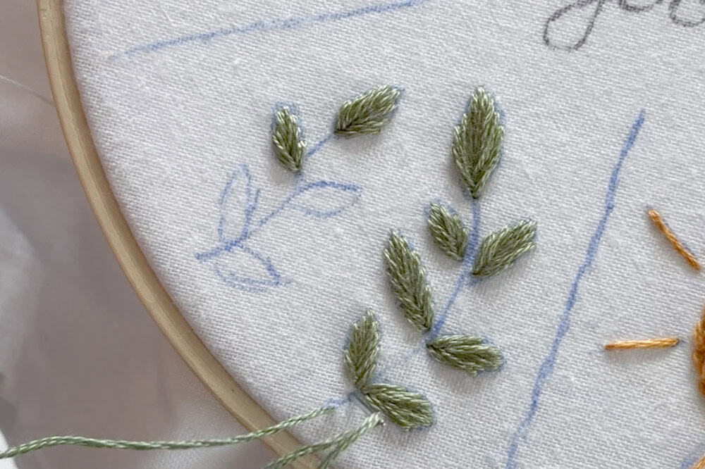Showing stem stitch part one